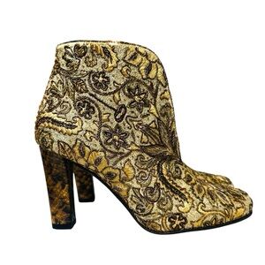 FRATELLI ROSSETTI VINTAGE EMBROIDERED, PYTHON ANKLE BOOTS.SIZE 6.